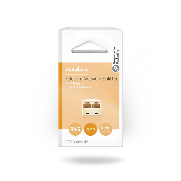 Nedis Televerkko Jakaja | RJ45 Naaras | 2x RJ45 Female | Kullattu | Valkea | PVC | Laatikko