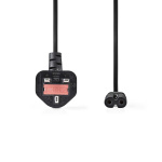 Nedis UK Virtakaapeli | UK Uros | IEC-320-C7 | 2.00 m | Kyllä | 2 x 0.75 mm² | Kupari | Pyöreä | Niklattu | UK | PVC | Virtapistoke: UK / Tyyppi G | 250 V AC | 3 A | Musta