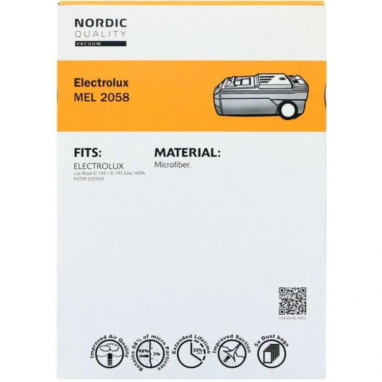 Nordic Quality MEL 2054 Euronics Støvsugerposer 5 stk