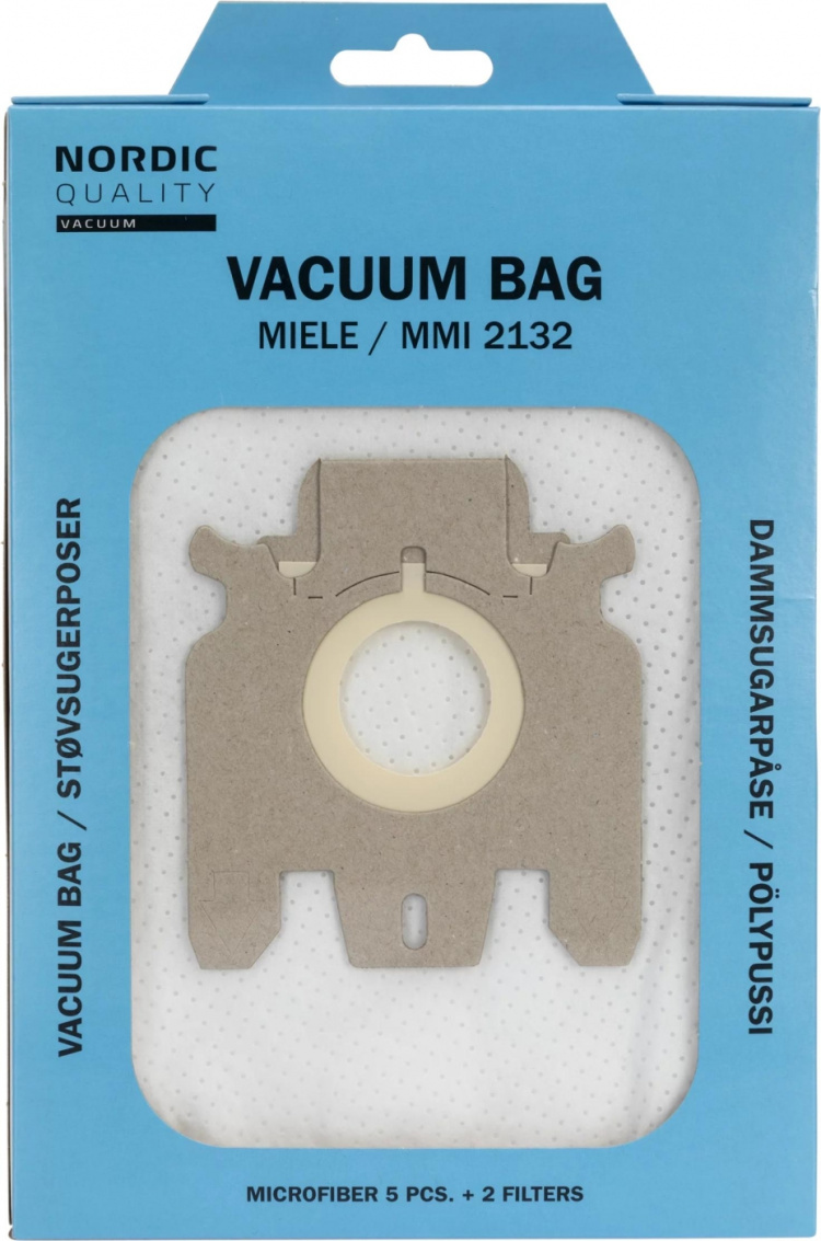 Nordic Quality MMI 2132 Dammsugarpåsar, 5 st. + 2 filter Nordic Quality MMI 2132 Dammsugarpåsar, 5 st. + 2 filter