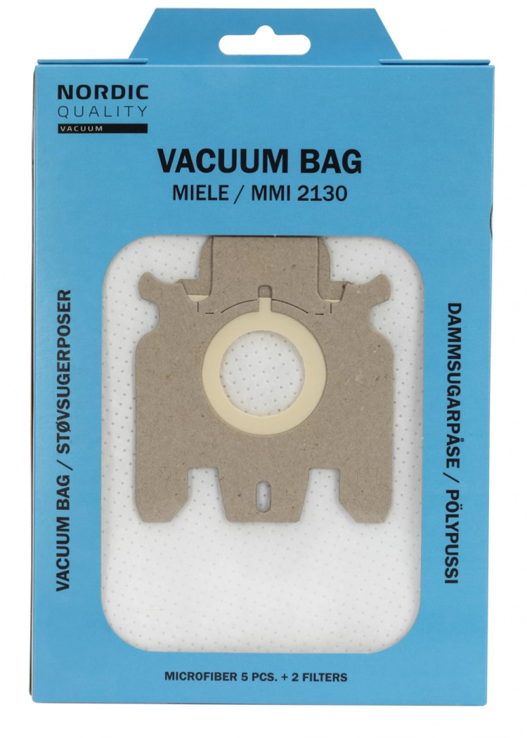 Nordic Quality MMI 2130 Dammsugarpåsar, 5 påsar + 2 filter Nordic Quality MMI 2130 Dammsugarpåsar, 5 påsar + 2 filter