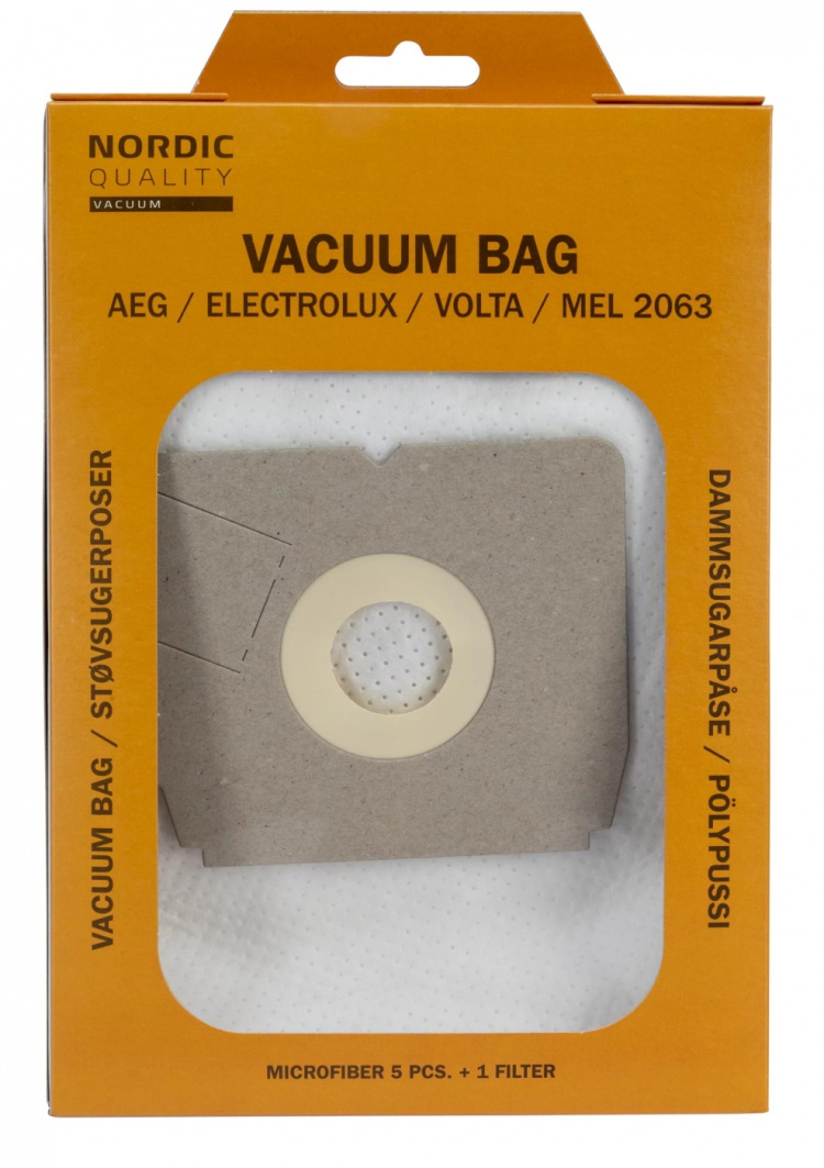 Nordic Quality MEL 2063 Dammsugarpåsar, 5 påsar + 1 filter