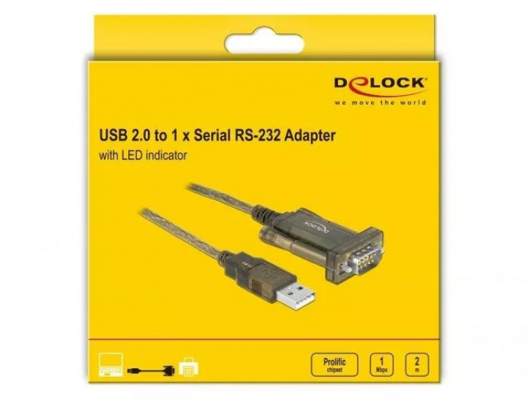 DeLOCK Adapter USB 2.0 Type-A > 1 x Serial DB9 RS-232