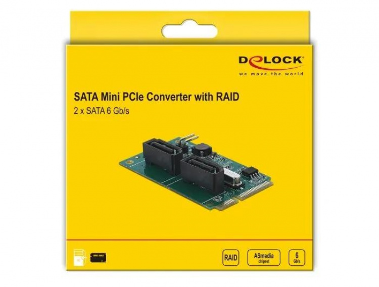 DeLOCK Mini PCIe - 2 x SATA-muunnin RAID:llä varustettuna DeLOCK Mini PCIe - 2 x SATA-muunnin RAID:llä varustettuna