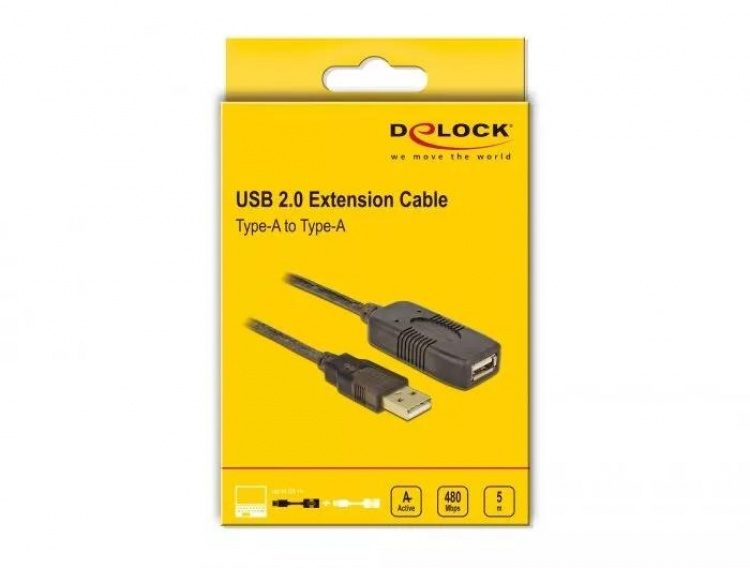 DeLOCK Cable USB 2.0 Extension, active 5 m