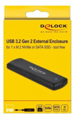 DeLOCK External USB TypeC™ Combo Enclosure M.2 NVMe PCIe or SATA