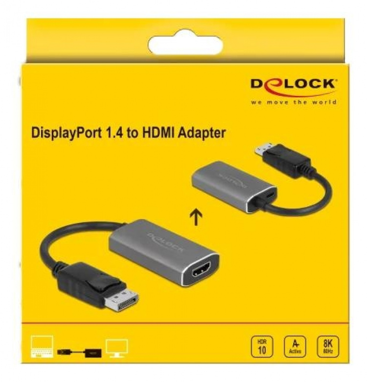 DeLOCK Active DisplayPort 1.4 to HDMI Adapter 8K with HDR function