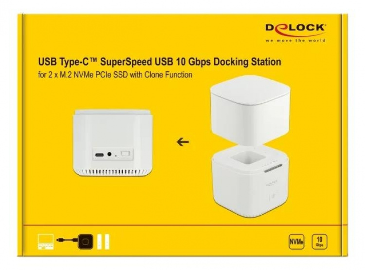 DeLOCK M.2 Docking Station 2 x M.2 NVMe PCIe SSD w/ Clone function DeLOCK M.2 Docking Station 2 x M.2 NVMe PCIe SSD w/ Clone function