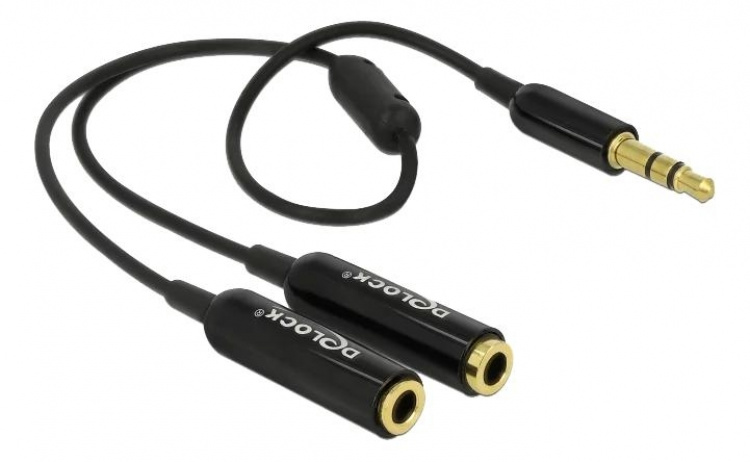 DeLOCK Cable audio splitter stereo jack male 3.5 mm 3 pin>2xstereo