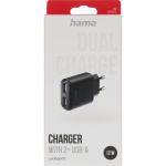 Hama Charger 2xUSB-A 12W Black Hama Charger 2xUSB-A 12W Black