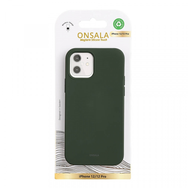 Onsala Backcover Sil Touch iPhone 12/12 Pro Olive Green Onsala Backcover Sil Touch iPhone 12/12 Pro Olive Green