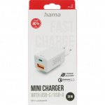 Hama Mini-charger USB-C + USB-A Qualcomm 3.0 38W White Hama Mini-charger USB-C + USB-A Qualcomm 3.0 38W White