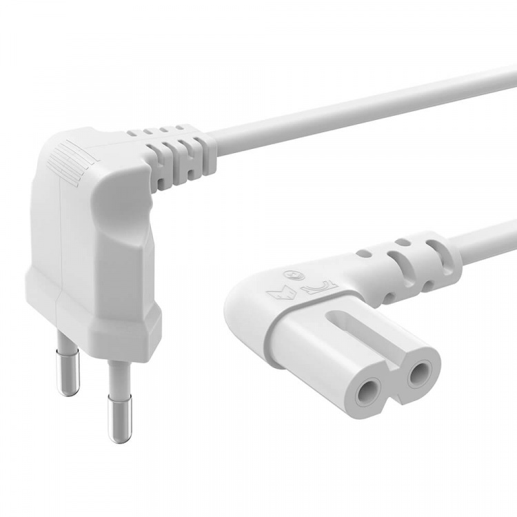 Hama Power Cable Euro Plug Angled White 5.0m Hama Power Cable Euro Plug Angled White 5.0m