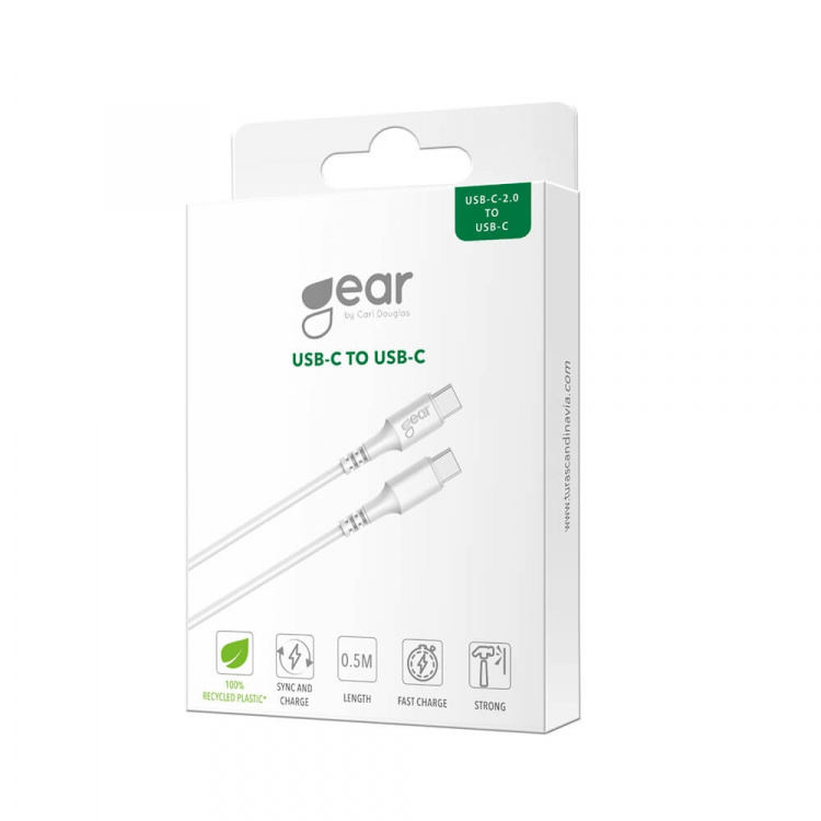 Gear Latauskaapeli USB-C-USB-C 2.0 0.5m Kaapeli Valkoinen Gear Latauskaapeli USB-C-USB-C 2.0 0.5m Kaapeli Valkoinen
