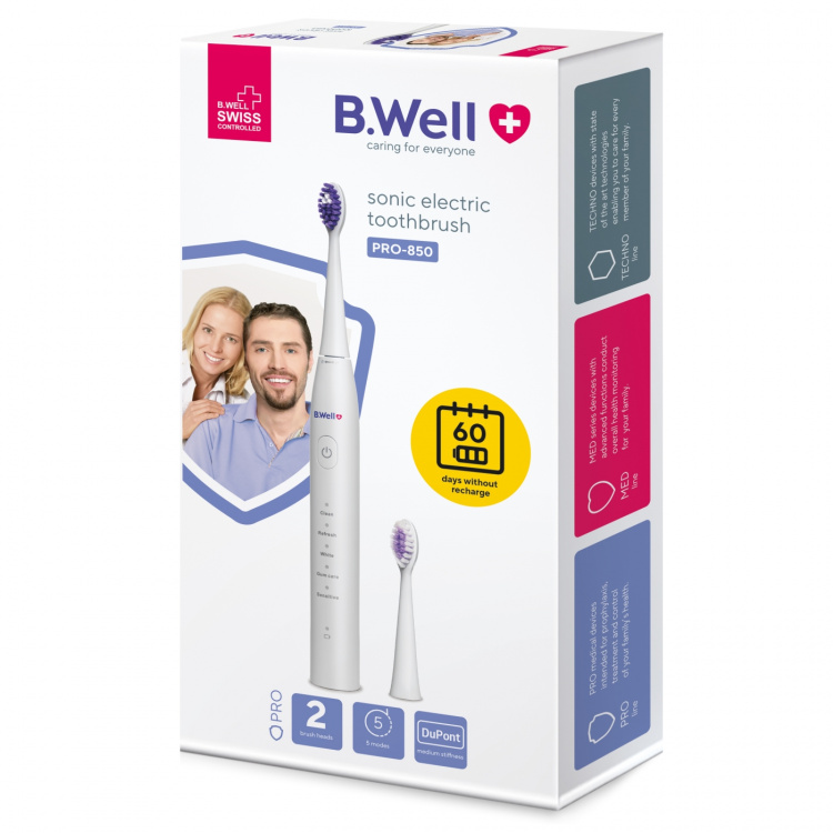 B.WELL Electric Toothbrush Sonic Pro-850 White