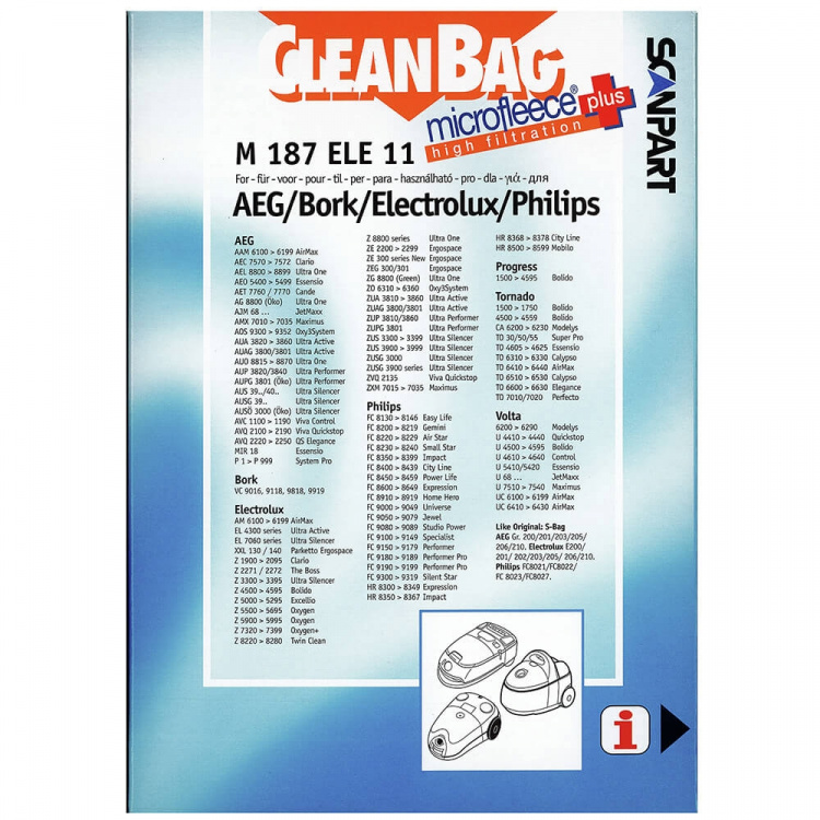 CLEANBAG Microfleece+ Dustbag S-Bag Electrolux/Philips 4+1 CLEANBAG Microfleece+ Dustbag S-Bag Electrolux/Philips 4+1