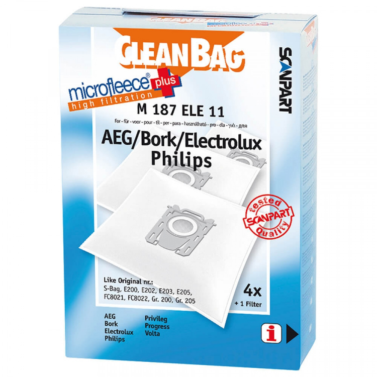 CLEANBAG Microfleece+ Dustbag S-Bag Electrolux/Philips 4+1 CLEANBAG Microfleece+ Dustbag S-Bag Electrolux/Philips 4+1