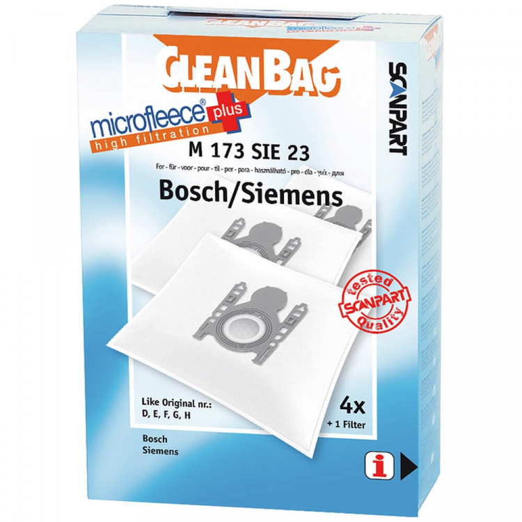 CLEANBAG Microfleece+ Dustbag Bosch/Siemens D/E/F/G/H 4+1 CLEANBAG Microfleece+ Dustbag Bosch/Siemens D/E/F/G/H 4+1