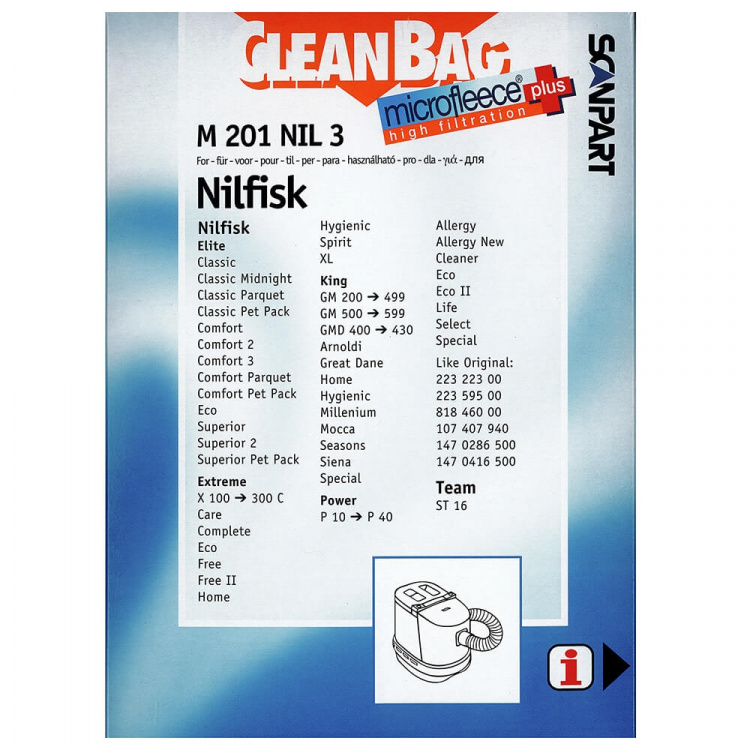 CLEANBAG Microfleece+ Dustbag Nilfisk Elite Extreme King 4+1 CLEANBAG Microfleece+ Dustbag Nilfisk Elite Extreme King 4+1