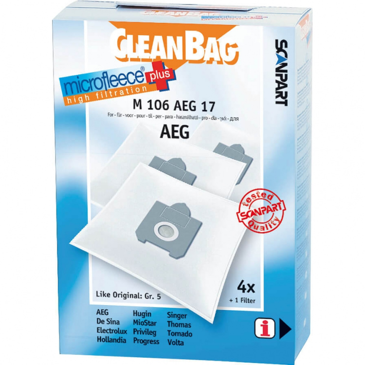 CLEANBAG Microfleece+ Dustbag AEG Gr.5 4+1 CLEANBAG Microfleece+ Dustbag AEG Gr.5 4+1