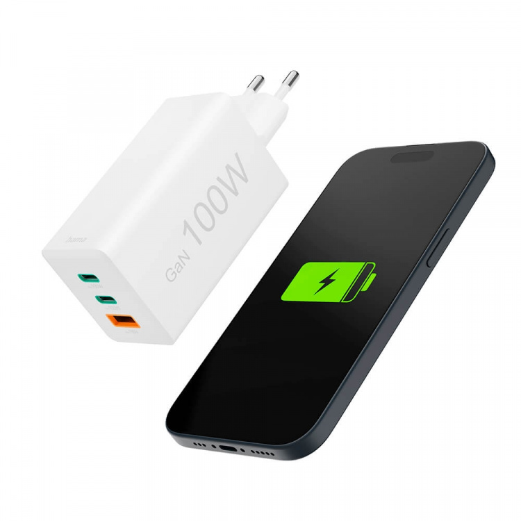 Hama Charger 2x USB-C 1x USB-A GaN 100W White Hama Charger 2x USB-C 1x USB-A GaN 100W White