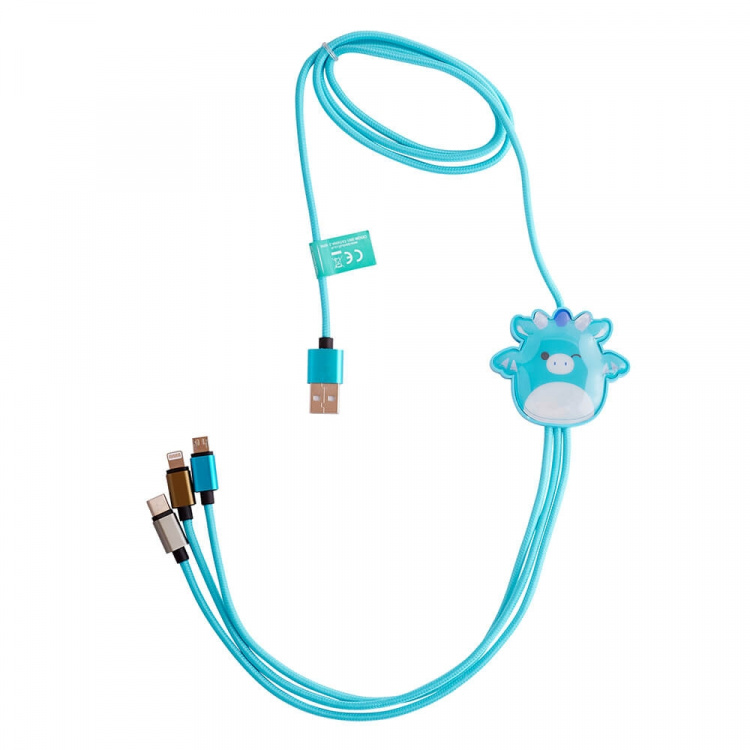 Squishmallows Latausjohto 1.2m Tat 3in1 USB-C/Micro/Lightning Squishmallows Latausjohto 1.2m Tat 3in1 USB-C/Micro/Lightning