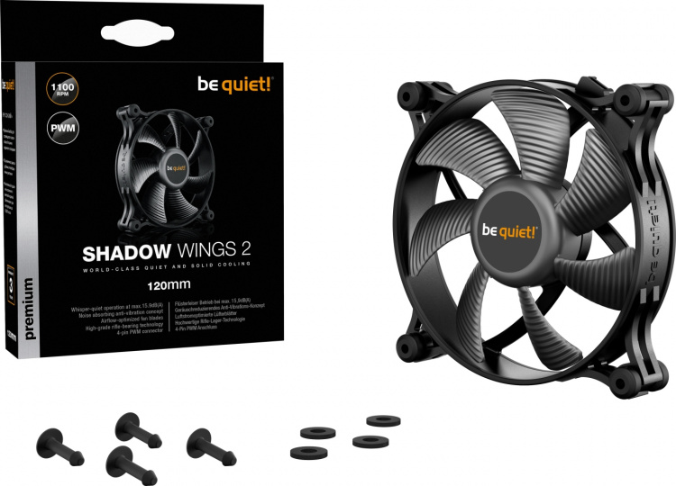Be Quiet! Shadow Wings 2 PWM -tuuletin, 120 mm, musta
