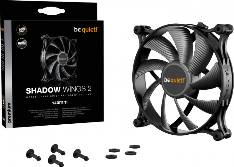 Be Quiet! Shadow Wings 2 PWM -tuuletin, 140 mm, musta Be Quiet! Shadow Wings 2 PWM -tuuletin, 140 mm, musta