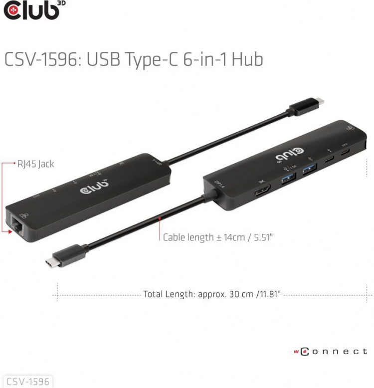 Club 3D Type-C 6-in-1 -hubi Club 3D Type-C 6-in-1 -hubi