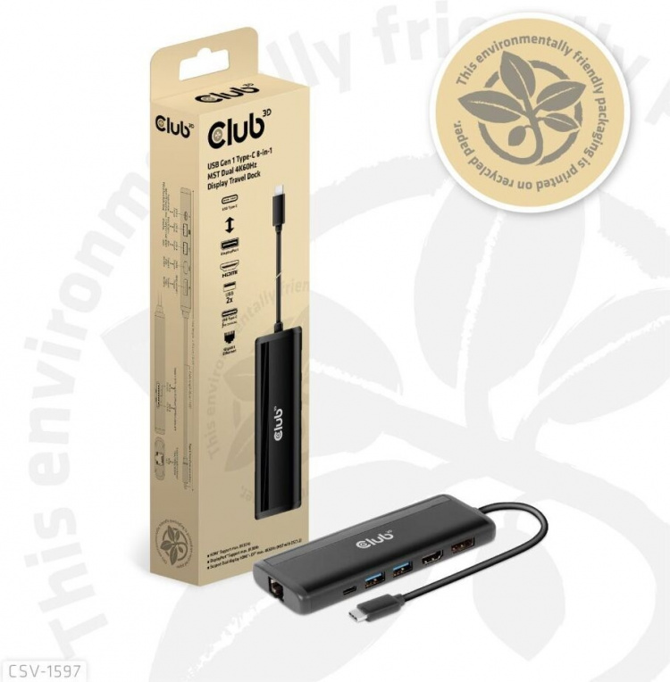 Club 3D Type-C 8-in-1 -hubi