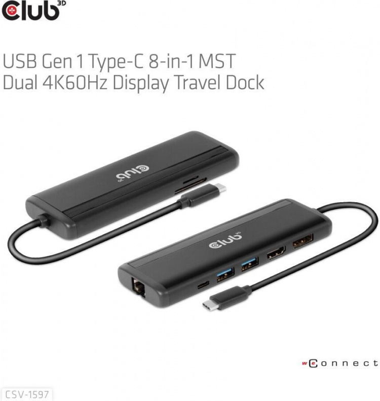 Club 3D Type-C 8-in-1 -hubi