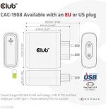 Club 3D CAC-1908EU Travel Charger 100 W GaN USB-C -virtalähde Club 3D CAC-1908EU Travel Charger 100 W GaN USB-C -virtalähde