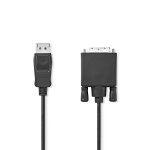 Nedis DisplayPort kaapeli | DisplayPort uros | DVI-D 24+1-Pin Uros | 1080p | Niklattu | 2.00 m | Pyöreä | PVC | Musta | Label