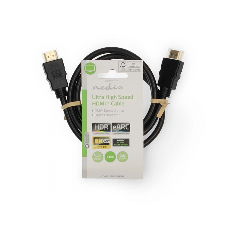 Nedis Ultra High Speed HDMI ™ -kaapeli | HDMI™ liitin | HDMI™ liitin | 8K@60Hz | 48 Gbps | 1.00 m | Pyöreä | 6.0 mm | Musta | Label Nedis Ultra High Speed HDMI ™ -kaapeli | HDMI™ liitin | HDMI™ liitin | 8K@60Hz | 48 Gbps | 1.00 m | Pyöreä | 6.0 mm | Musta | Label