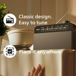 Philips Klassisk köks-radio. Nät- eller batteridrivern. Analog inställning