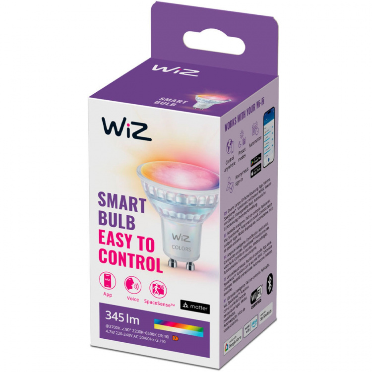 WiZ WiFi Smart LED GU10 50W 345lm Färg + Varm-kallvit 1-pack WiZ WiFi Smart LED GU10 50W 345lm Färg + Varm-kallvit 1-pack