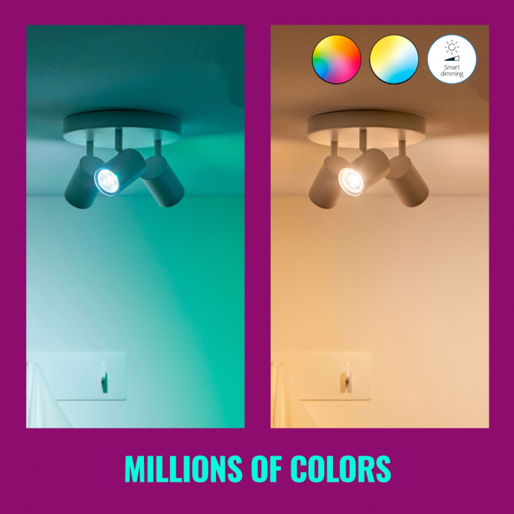 WiZ WiFi Smart LED GU10 50W 345lm Färg + Varm-kallvit 3-pack WiZ WiFi Smart LED GU10 50W 345lm Färg + Varm-kallvit 3-pack