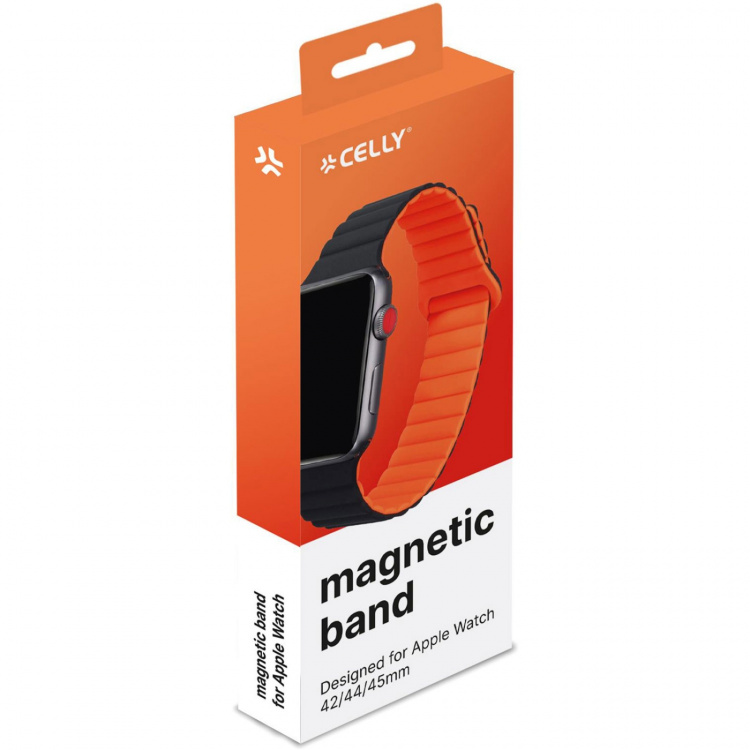 Celly Armband till Apple Watch 42/44/45mm Magnetiskt Svart/Orange