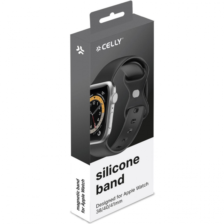 Celly Armband till Apple Watch 38/40/41mm Silikon Svart Celly Armband till Apple Watch 38/40/41mm Silikon Svart