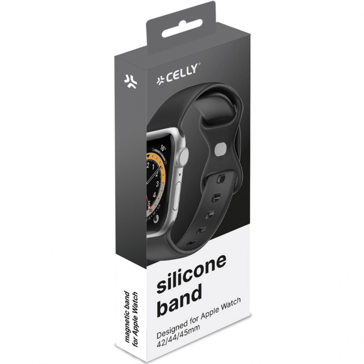 Celly Armband till Apple Watch 42/44/45mm Silikon Svart Celly Armband till Apple Watch 42/44/45mm Silikon Svart