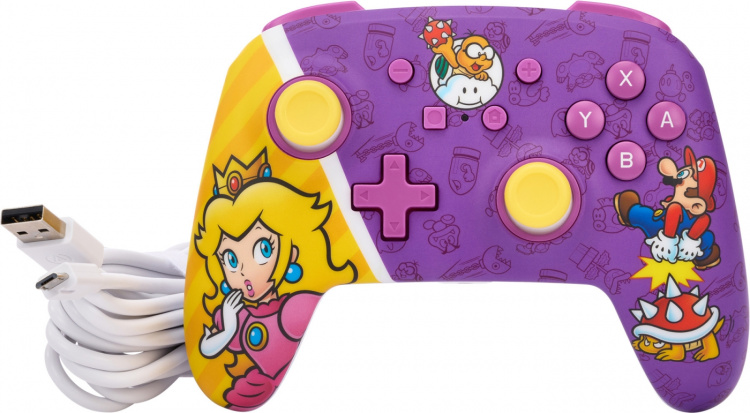 PowerA Enhanced Wired Controller -peliohjain, Princess Peach Battle, Switch PowerA Enhanced Wired Controller -peliohjain, Princess Peach Battle, Switch