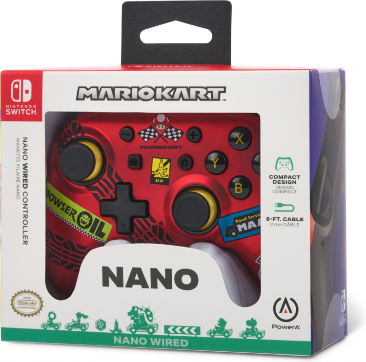 PowerA Nano Wired Controller -peliohjain, Mario Kart: Racer Red, Switch
