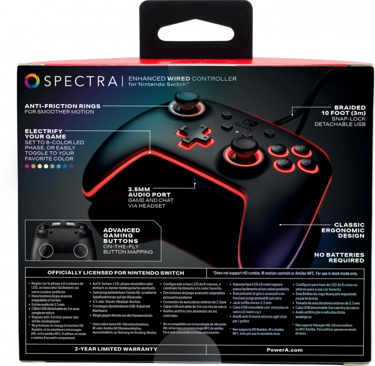 PowerA Spectra Enhanced Wired Controller -peliohjain, musta, Switch