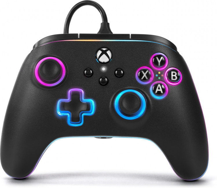 PowerA Lumectra Advantage Wired Controller -langallinen peliohjain, musta + RGB LED-nauha, Xbox / PC
