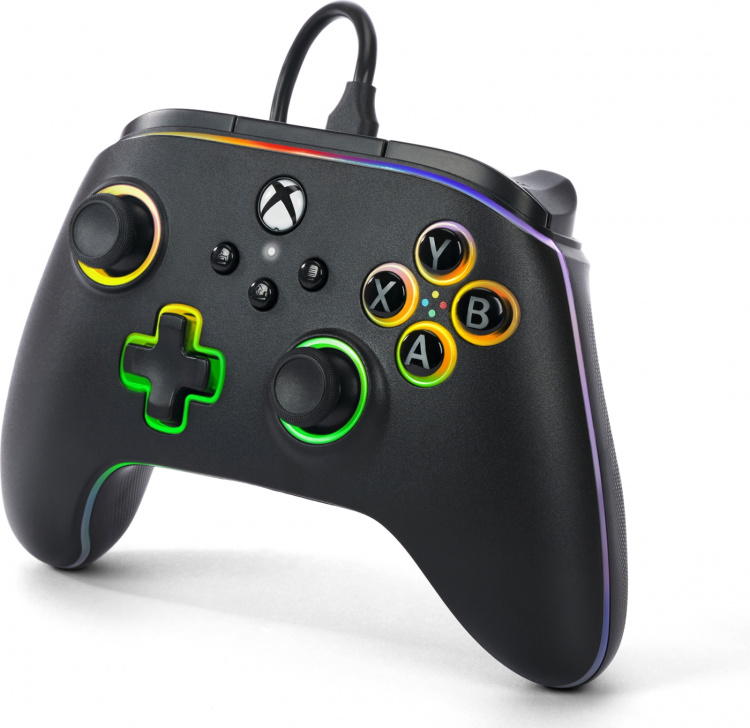 PowerA Lumectra Advantage Wired Controller -langallinen peliohjain, musta + RGB LED-nauha, Xbox / PC