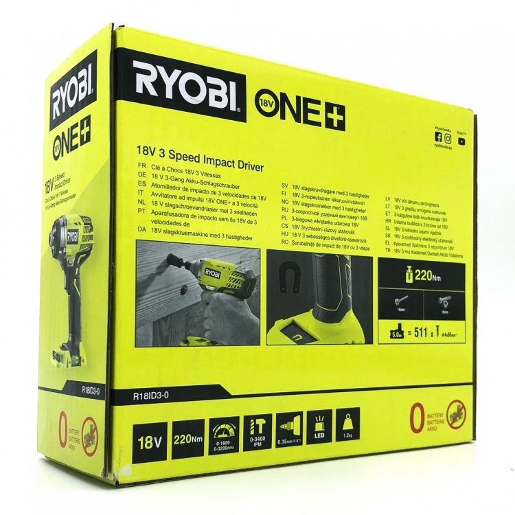 Ryobi One+ R18ID3-0 Impact drill without battery Without battery Without battery Without battery Without battery 1/4