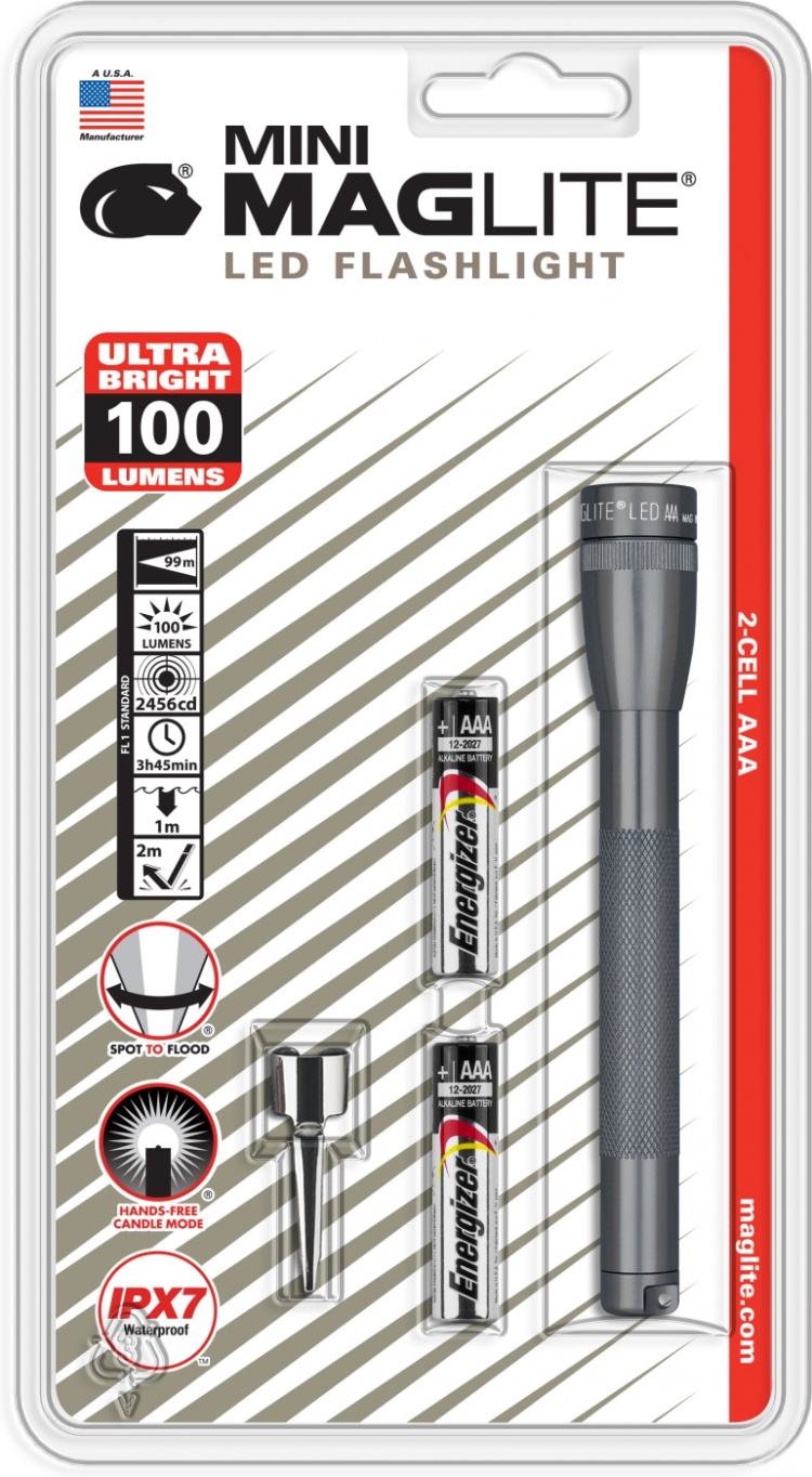 Maglite Mini Maglite AAA LED -taskulamppu, harmaa