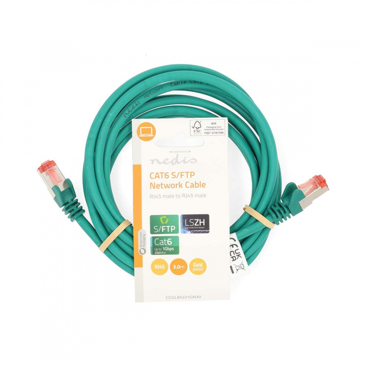 Nedis CAT6 Verkkokaapeli | RJ45 uros | RJ45 uros | S/FTP | 3.00 m | Pyöreä | LSZH | Vihreä | Label Nedis CAT6 Verkkokaapeli | RJ45 uros | RJ45 uros | S/FTP | 3.00 m | Pyöreä | LSZH | Vihreä | Label