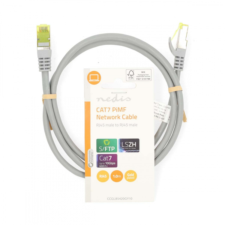Nedis CAT7 verkkokaapeli | S/FTP | RJ45 uros | RJ45 uros | 1.00 m | Snagless | Pyöreä | LSZH | Harmaa | Label Nedis CAT7 verkkokaapeli | S/FTP | RJ45 uros | RJ45 uros | 1.00 m | Snagless | Pyöreä | LSZH | Harmaa | Label