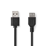 Nedis USB kaapeli | USB 2.0 | USB-A Uros | USB-A Naaras | 480 Mbps | Niklattu | 0.20 m | Pyöreä | PVC | Musta | Laatikko Nedis USB kaapeli | USB 2.0 | USB-A Uros | USB-A Naaras | 480 Mbps | Niklattu | 0.20 m | Pyöreä | PVC | Musta | Laatikko